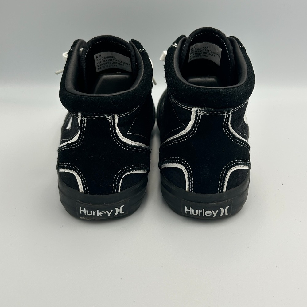 Hurley Men's 8 Skate Shoes Canvas Lace Up High Top‎ Kayo Chukka Black White 90s - Picture 8 of 13